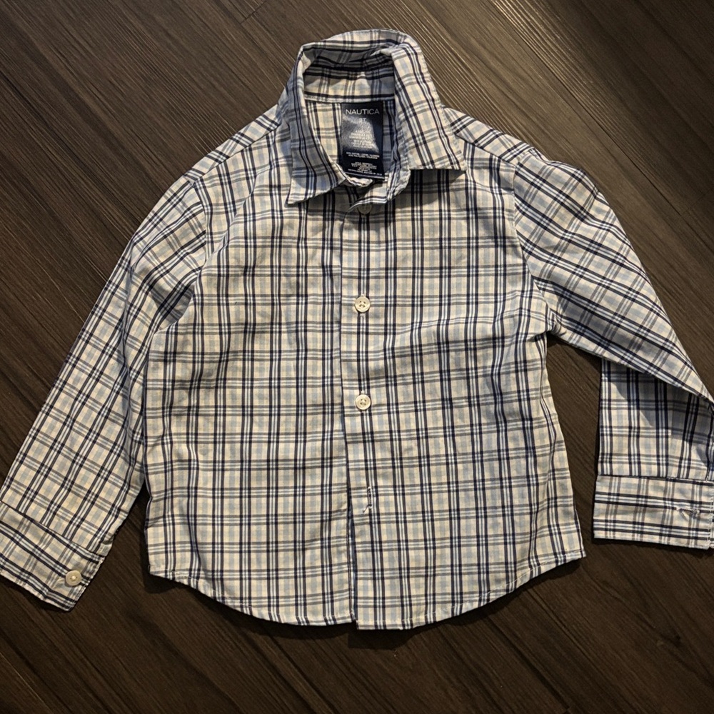 Nautica Kids Checkered Shirt - Navy and White